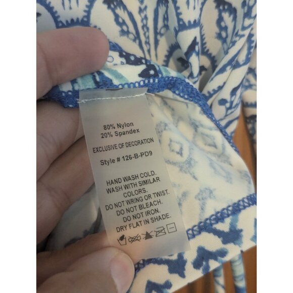 Cabana Life Girls Rash Guard Size 10 Swim Shirt Blue Embroidered Long Sleeve - Picture 9 of 15